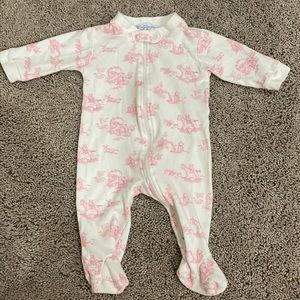 Nella Pima Baby Girl Pink Toile Footie Pajamas